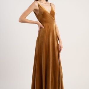 BHLDN x Jenny Yoo Andi Velvet Wrap Dress - Marigold Size 18
